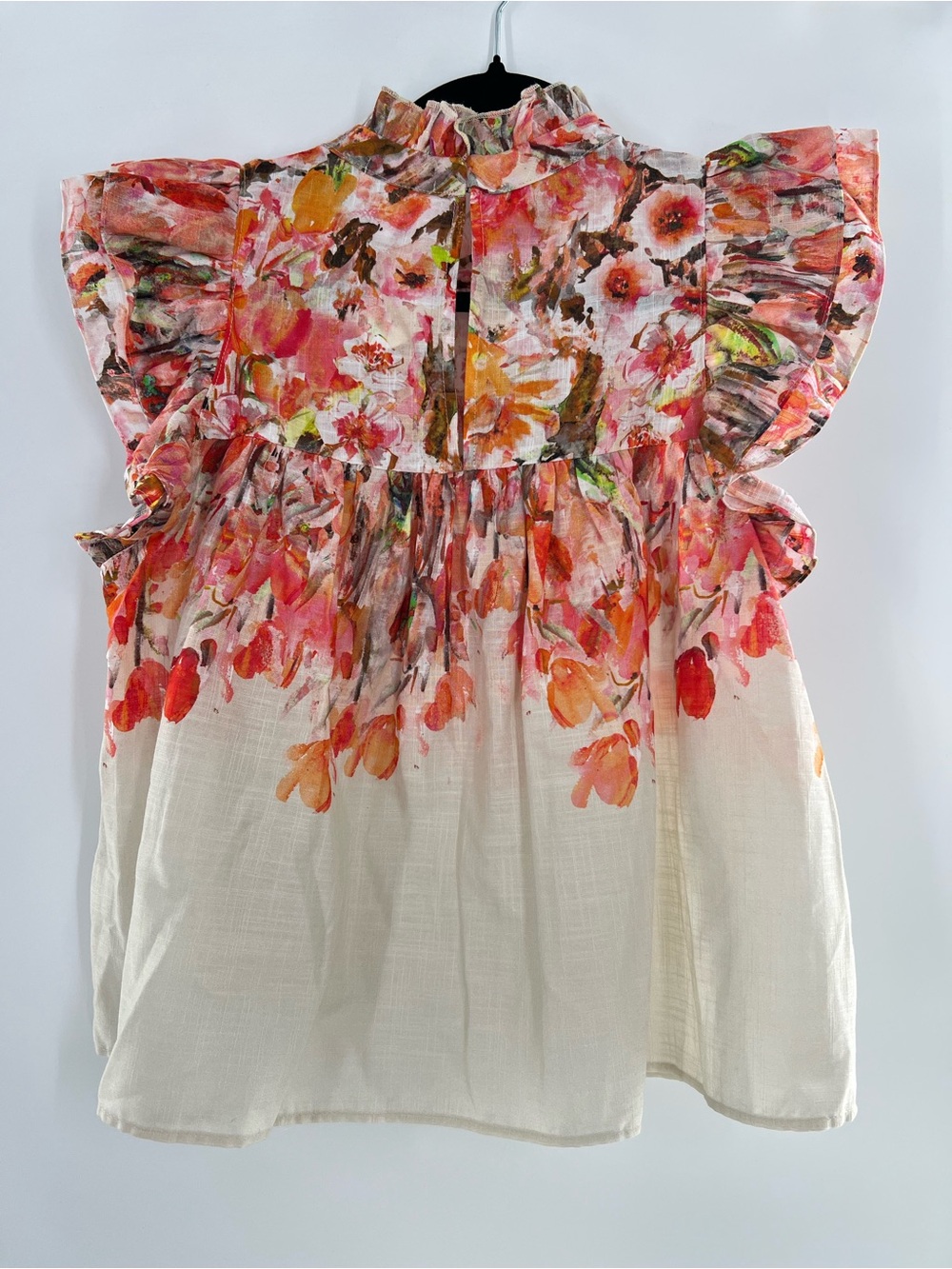 NWT Lavender Brown Orange Floral Mock Neck Blouse Size Small - Picture 4 of 5